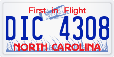 NC license plate DIC4308