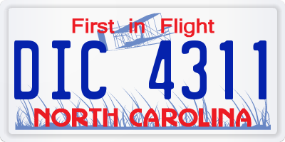 NC license plate DIC4311