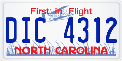 NC license plate DIC4312