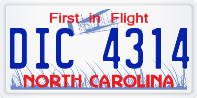 NC license plate DIC4314