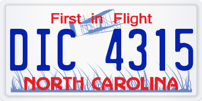 NC license plate DIC4315
