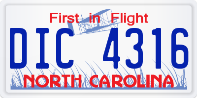 NC license plate DIC4316