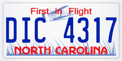 NC license plate DIC4317