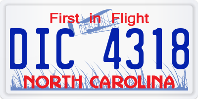 NC license plate DIC4318