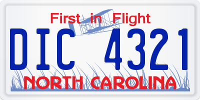NC license plate DIC4321