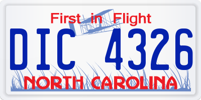 NC license plate DIC4326