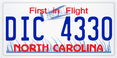 NC license plate DIC4330