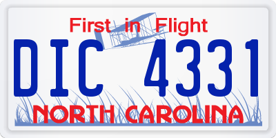 NC license plate DIC4331