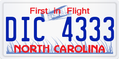 NC license plate DIC4333