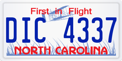 NC license plate DIC4337