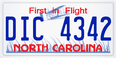 NC license plate DIC4342