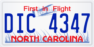 NC license plate DIC4347