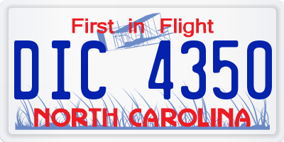 NC license plate DIC4350