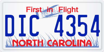 NC license plate DIC4354