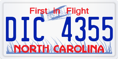 NC license plate DIC4355