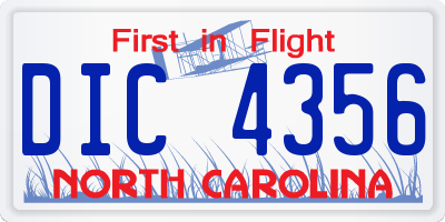 NC license plate DIC4356