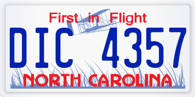 NC license plate DIC4357