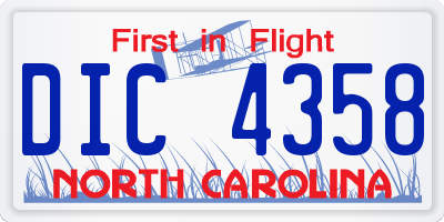 NC license plate DIC4358