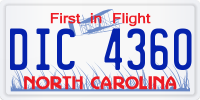 NC license plate DIC4360