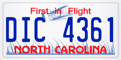 NC license plate DIC4361