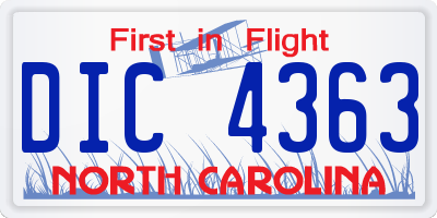 NC license plate DIC4363