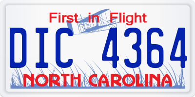 NC license plate DIC4364