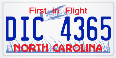 NC license plate DIC4365