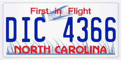 NC license plate DIC4366