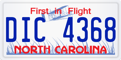 NC license plate DIC4368