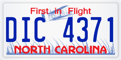 NC license plate DIC4371