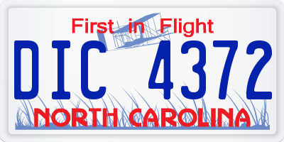 NC license plate DIC4372