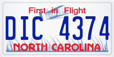 NC license plate DIC4374