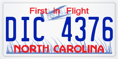 NC license plate DIC4376