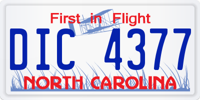 NC license plate DIC4377