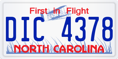 NC license plate DIC4378