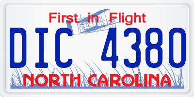 NC license plate DIC4380