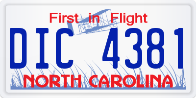 NC license plate DIC4381