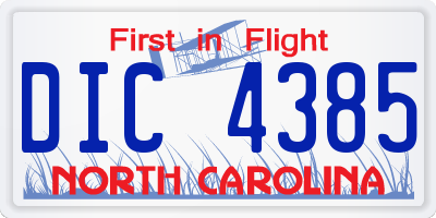 NC license plate DIC4385