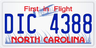 NC license plate DIC4388