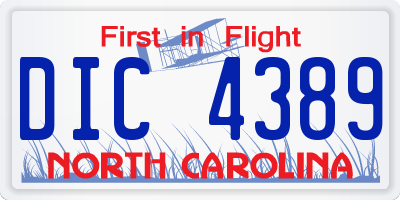 NC license plate DIC4389