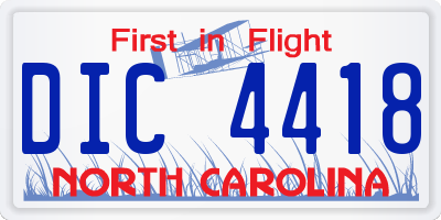 NC license plate DIC4418