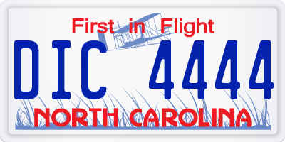 NC license plate DIC4444