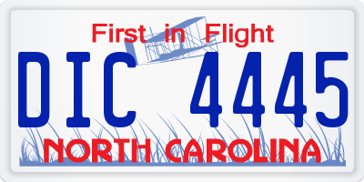 NC license plate DIC4445