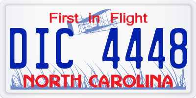 NC license plate DIC4448
