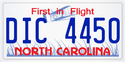 NC license plate DIC4450