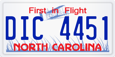 NC license plate DIC4451