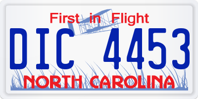 NC license plate DIC4453