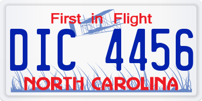NC license plate DIC4456