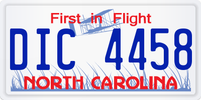 NC license plate DIC4458