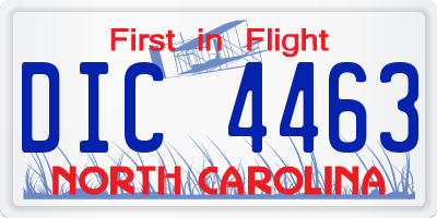 NC license plate DIC4463